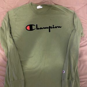 Champion long sleeve green t shirt